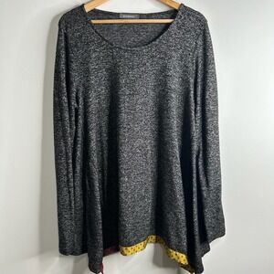 Alembika Shirt Womens 5 (US 10-12) Gray Oversized Tunic Top Artsy Boho Lagenlook